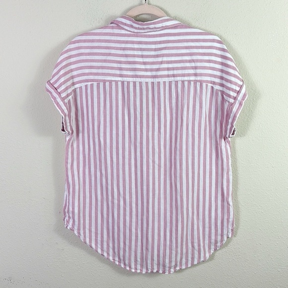 Lola River Short Sleeve Stripe Red White Button Down Shirt size Medium - Picture 7 of 7